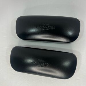New! COACH Hard Case For Eyeglasses Black Leather Clam Shell Case Bundle of 2